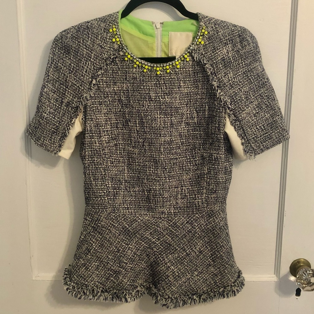 McGinn Embellished Peplum Blouse Sz 4